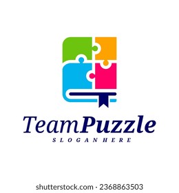 Book Puzzle logo design vector template, Vector label of puzzle, illustration, Creative icon, design concept