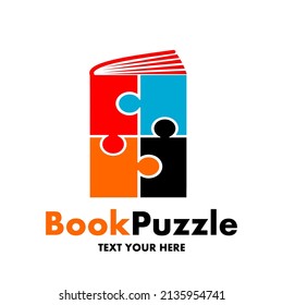 Book puzzle vector logo template. This design use modern style. Suitable for education.