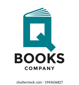 plantilla de logotipo vectorial de letras q del libro. Este diseño utiliza un símbolo de letra adecuado para la educación
