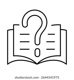 Book Question Line Icon. Question Mark, Thinking, Asking, Answer, Help Editable Stroke Vector Illustration