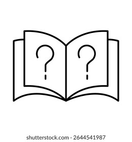 Book Question Line Icon. Question Mark, Thinking, Asking, Answer, Help Editable Stroke Vector Illustration