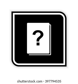 Book with question mark  - black vector icon