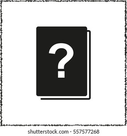 Book with question mark  - black vector icon
