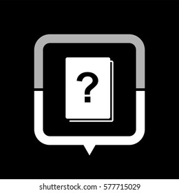 Book with question mark  - black vector icon