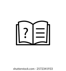 book with question mark icon Black and white outline vector