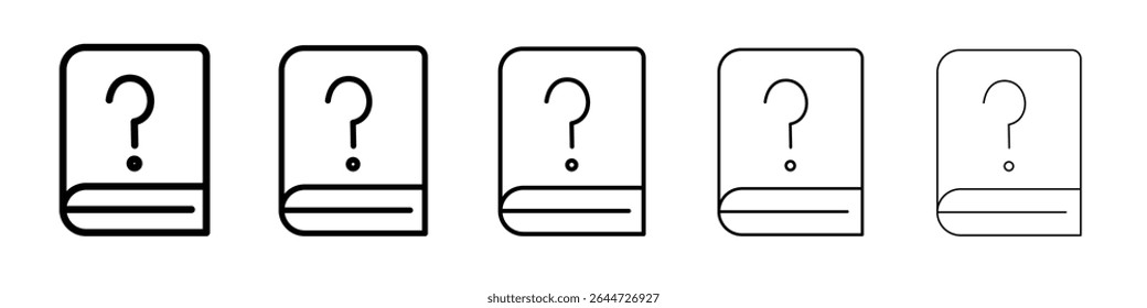 Libro con el logotipo plano del sistema de la ilustración del icono del signo de interrogación