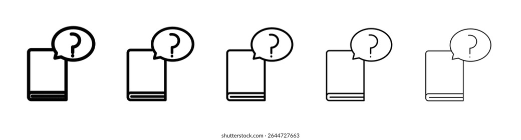 book with question mark icon flat illustration set logo