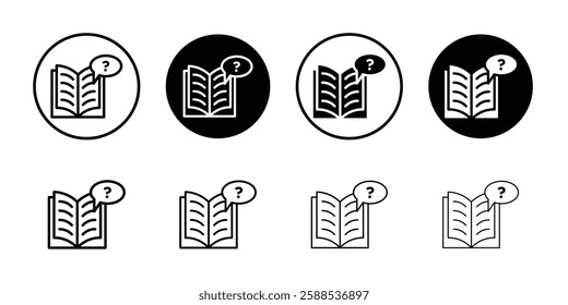 book with question mark icon linear logo isolated