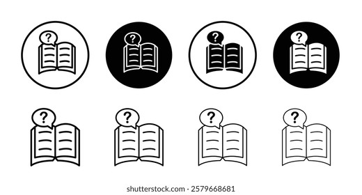book with question mark icon Outline thin set pack series