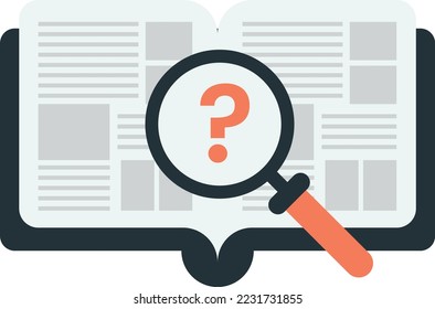 ilustración del libro y del signo de interrogación en un estilo mínimo aislado en segundo plano