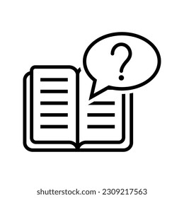 Buch mit Fragezeichen, manueller Leitfaden, Vektorsymbol