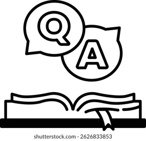 A book with a question mark and an A on it
