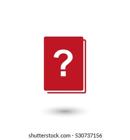 Book with question mark - red vector  icon with shadow