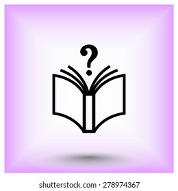 Book with question mark sign icon, vector illustration. Flat design style 