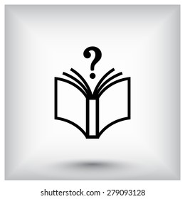 Book with question mark sign icon, vector illustration. Flat design style 