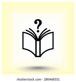 Book with question mark sign icon, vector illustration. Flat design style 