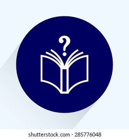 Book with question mark sign icon, vector illustration. Flat design style 