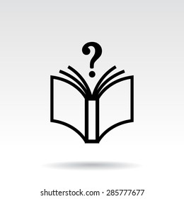 Book with question mark sign icon, vector illustration. Flat design style 