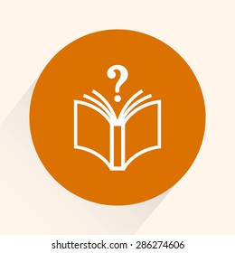Book with question mark sign icon, vector illustration. Flat design style 