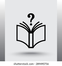 Book with question mark sign icon, vector illustration. Flat design style 