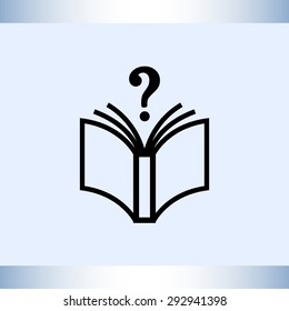 Book with question mark sign icon, vector illustration. Flat design style 
