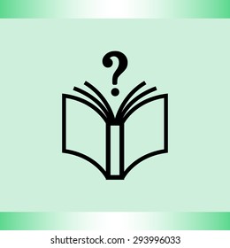 Book with question mark sign icon, vector illustration. Flat design style 