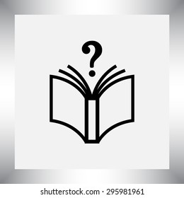 Book with question mark sign icon, vector illustration. Flat design style 