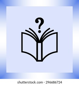 Book with question mark sign icon, vector illustration. Flat design style 