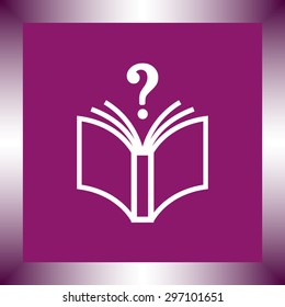 Book with question mark sign icon, vector illustration. Flat design style 