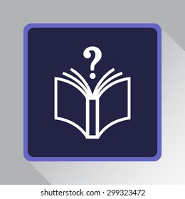 Book with question mark sign icon, vector illustration. Flat design style 