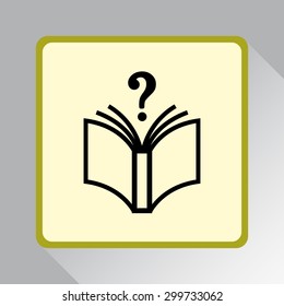 Book with question mark sign icon, vector illustration. Flat design style 