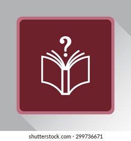 Book with question mark sign icon, vector illustration. Flat design style 