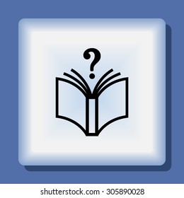 Book with question mark sign icon, vector illustration. Flat design style 