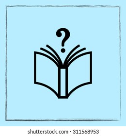 Book with question mark sign icon, vector illustration. Flat design style 