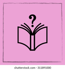 Book with question mark sign icon, vector illustration. Flat design style 