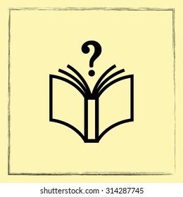 Book with question mark sign icon, vector illustration. Flat design style 