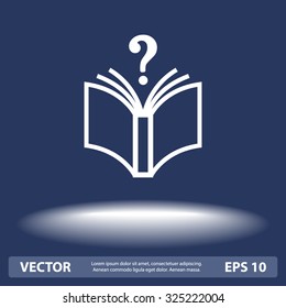 Book with question mark sign icon, vector illustration. Flat design style 