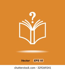 Book with question mark sign icon, vector illustration. Flat design style 