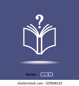 Book with question mark sign icon, vector illustration. Flat design style 