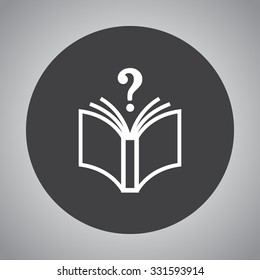 Book with question mark sign icon, vector illustration. Flat design style 