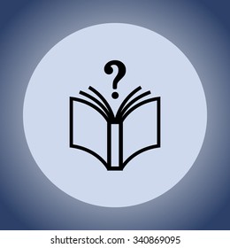 Book with question mark sign icon, vector illustration. Flat design style 