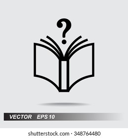 Book with question mark sign icon, vector illustration. Flat design style 