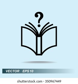 Book with question mark sign icon, vector illustration. Flat design style 