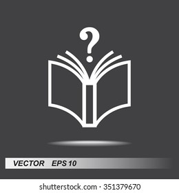 Book with question mark sign icon, vector illustration. Flat design style 