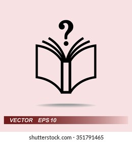 Book with question mark sign icon, vector illustration. Flat design style 