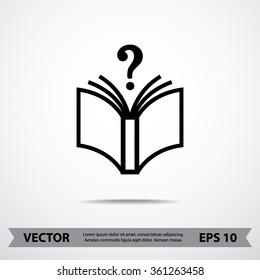 Book with question mark sign icon, vector illustration. Flat design style 