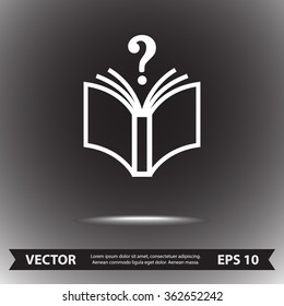 Book with question mark sign icon, vector illustration. Flat design style 