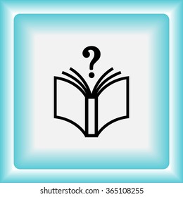 Book with question mark sign icon, vector illustration. Flat design style 