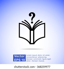Book with question mark sign icon, vector illustration. Flat design style 