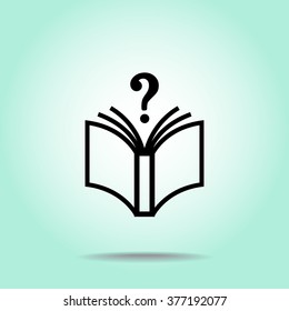 Book with question mark sign icon, vector illustration. Flat design style 